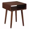 Brown Curved Edge Open Shelf Accent Table