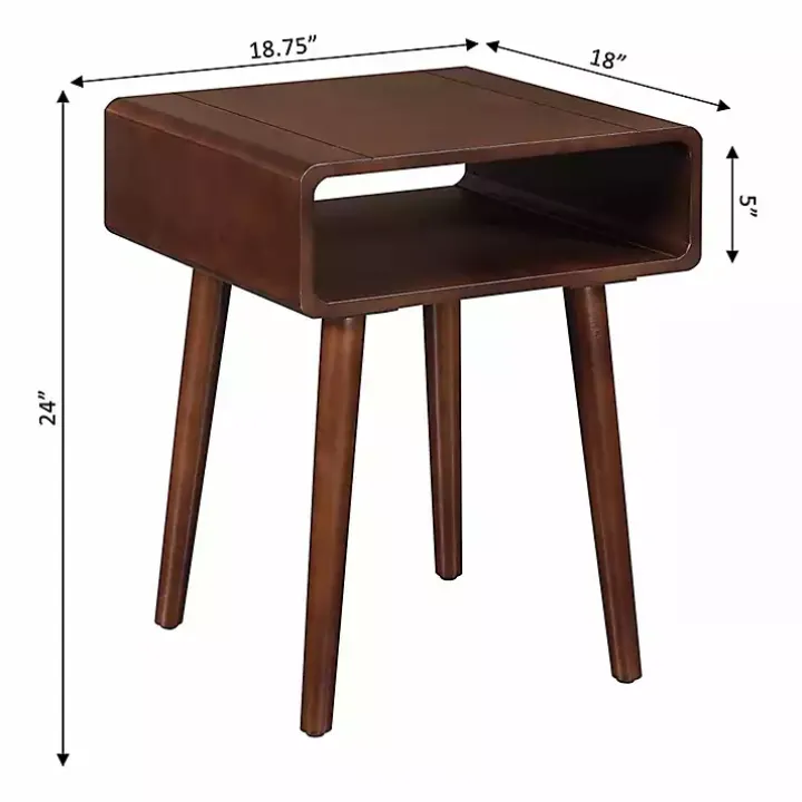 Brown Curved Edge Open Shelf Accent Table