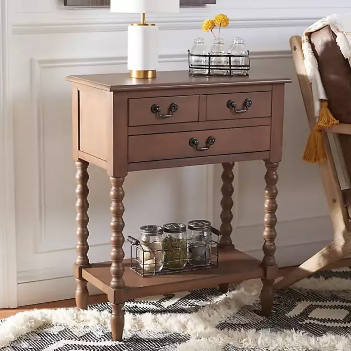 Brown Farmhouse 3-Drawer Console Table
