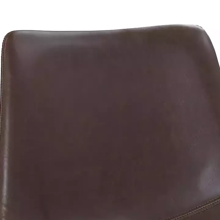Brown Faux Leather Bar Stools, Set of 2