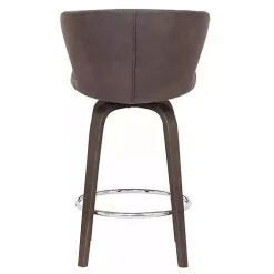 Brown Faux Leather Mynette Swivel Stool, 36 in.