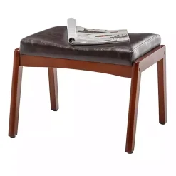 Brown Faux Leather Natasha Ottoman Stool