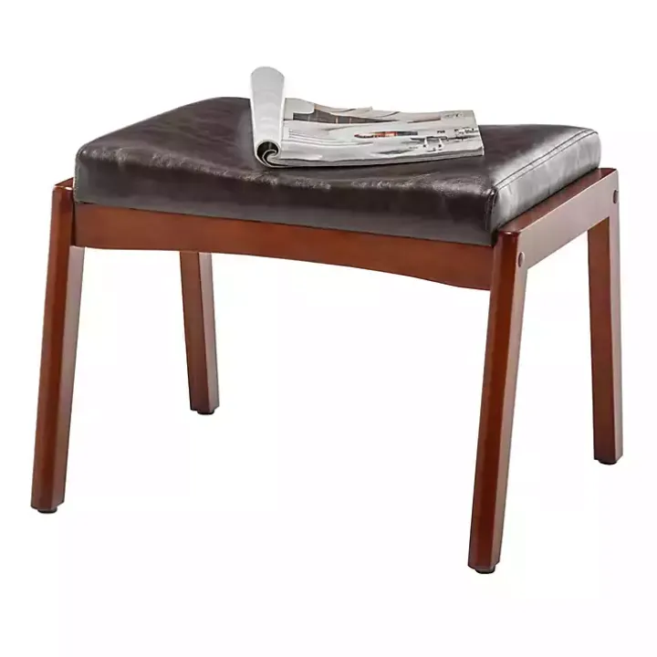 Brown Faux Leather Natasha Ottoman Stool
