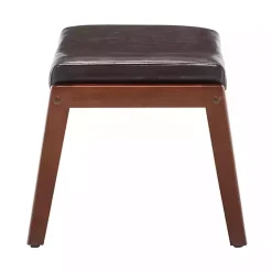 Brown Faux Leather Natasha Ottoman Stool