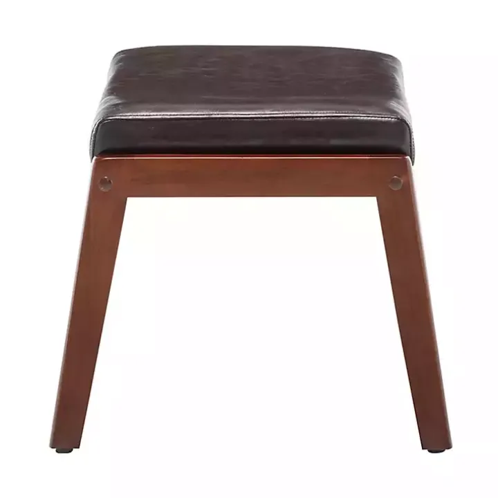 Brown Faux Leather Natasha Ottoman Stool