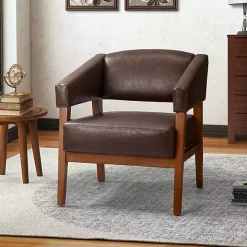 Brown Faux Leather Nicki Accent Chair
