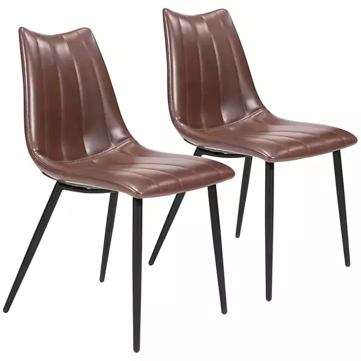Brown Faux Leather Noreen Dining Chairs, Set of 2
