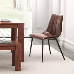 Brown Faux Leather Noreen Dining Chairs, Set of 2