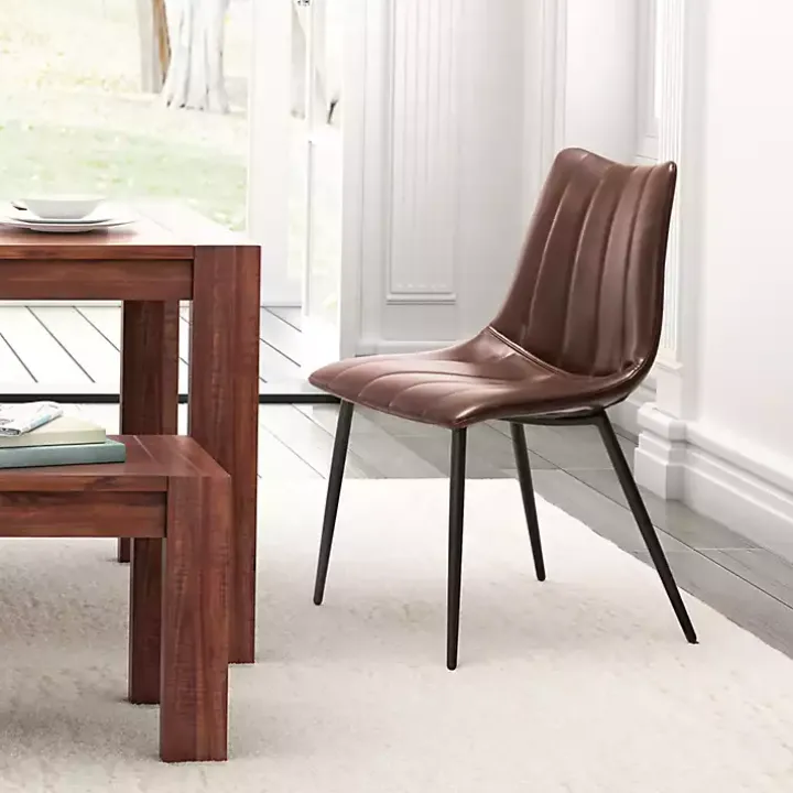 Brown Faux Leather Noreen Dining Chairs, Set of 2