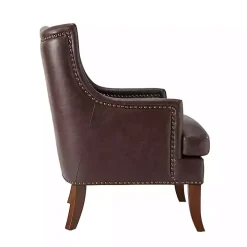 Brown Faux Leather Ophelia Accent Chair