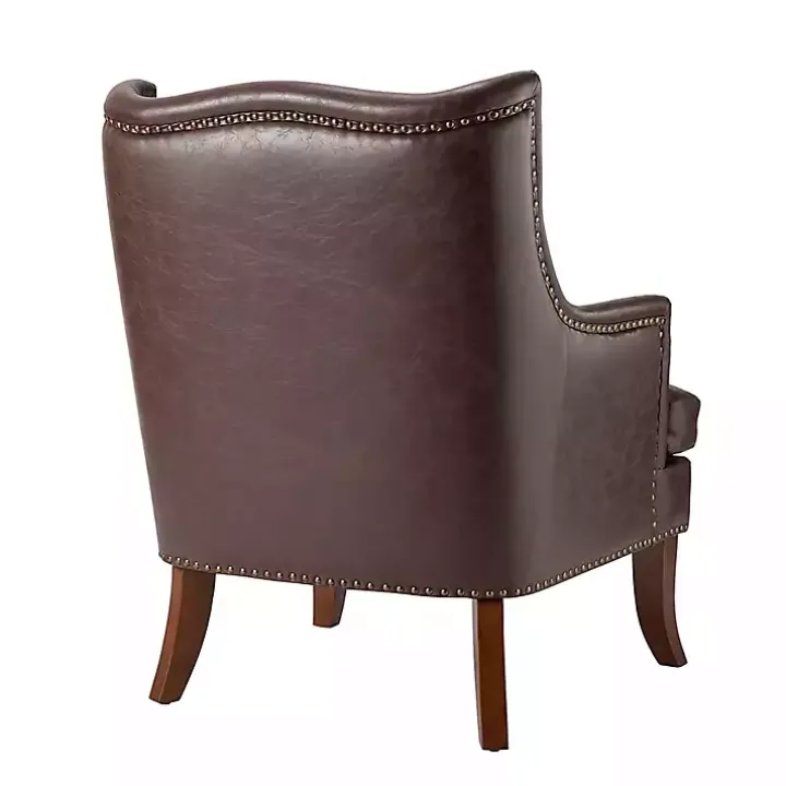 Brown Faux Leather Ophelia Accent Chair