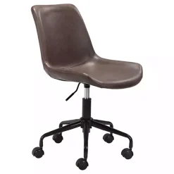Brown Faux Leather Swivel Office Chair