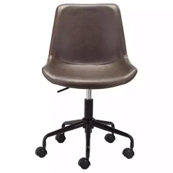 Brown Faux Leather Swivel Office Chair