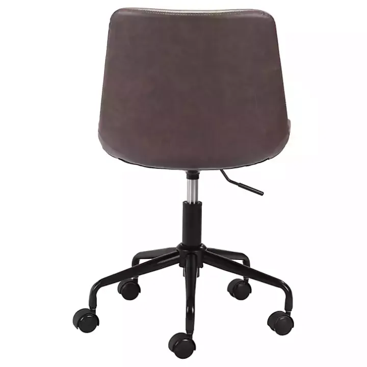 Brown Faux Leather Swivel Office Chair