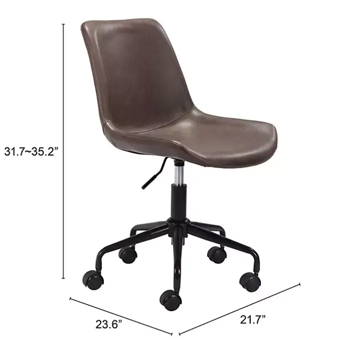 Brown Faux Leather Swivel Office Chair