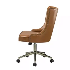 Brown Faux Leather Tufted Back Office Chair