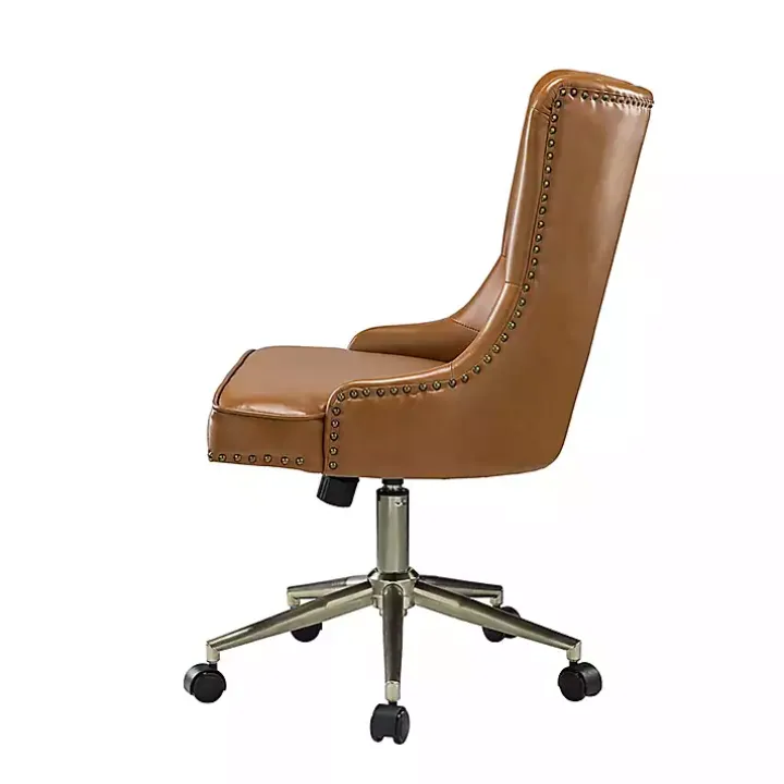 Brown Faux Leather Tufted Back Office Chair
