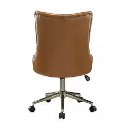 Brown Faux Leather Tufted Back Office Chair