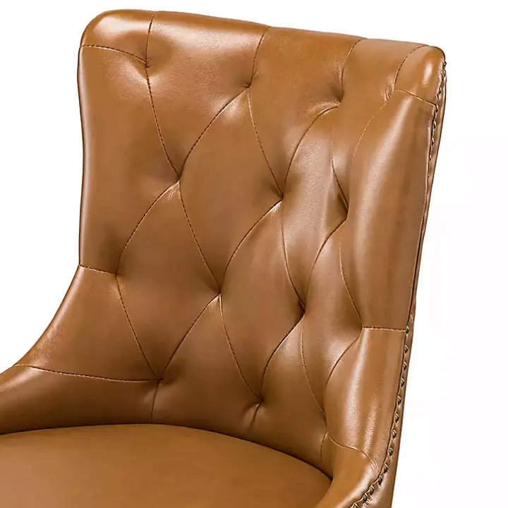 Brown Faux Leather Tufted Back Office Chair