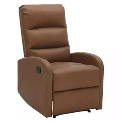 Brown Faux Leather Upholstered Slim Recliner