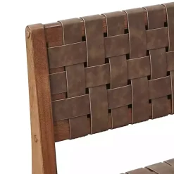 Brown Faux Leather Woven Dining Chairs, Set of 2