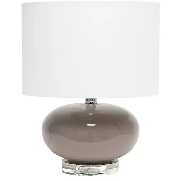 Brown Glass Short Oval Table Lamp