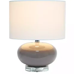 Brown Glass Short Oval Table Lamp