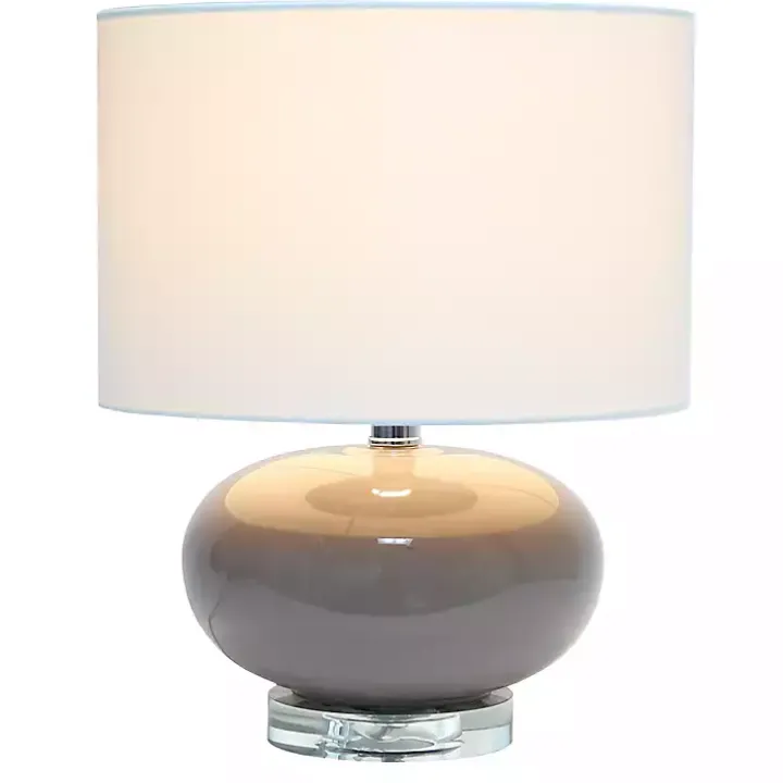 Brown Glass Short Oval Table Lamp