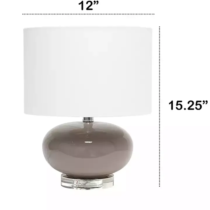 Brown Glass Short Oval Table Lamp
