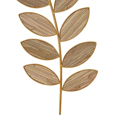 Brown Metal and Reed Leaf Wall Plaques, Set of 2