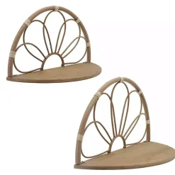 Brown Metal Arched Flower Wall Shelves, Set of 2