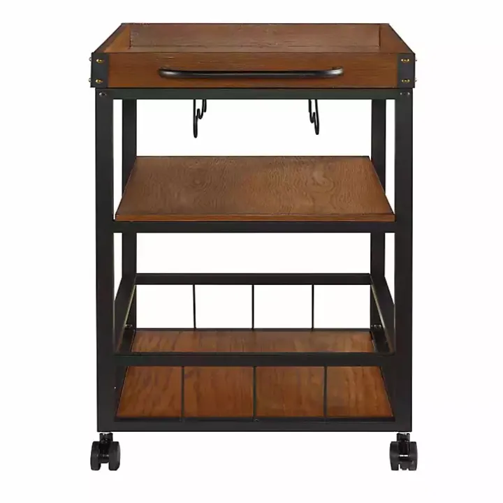Brown Norcross Industrial Rolling Bar Cart