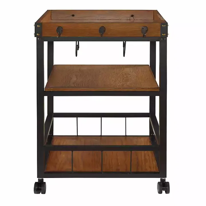 Brown Norcross Industrial Rolling Bar Cart