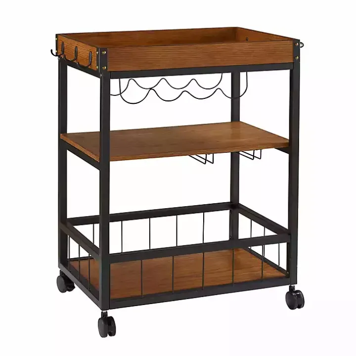 Brown Norcross Industrial Rolling Bar Cart