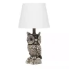Brown Owl and White Shade Table Lamp