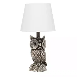 Brown Owl and White Shade Table Lamp