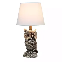 Brown Owl and White Shade Table Lamp