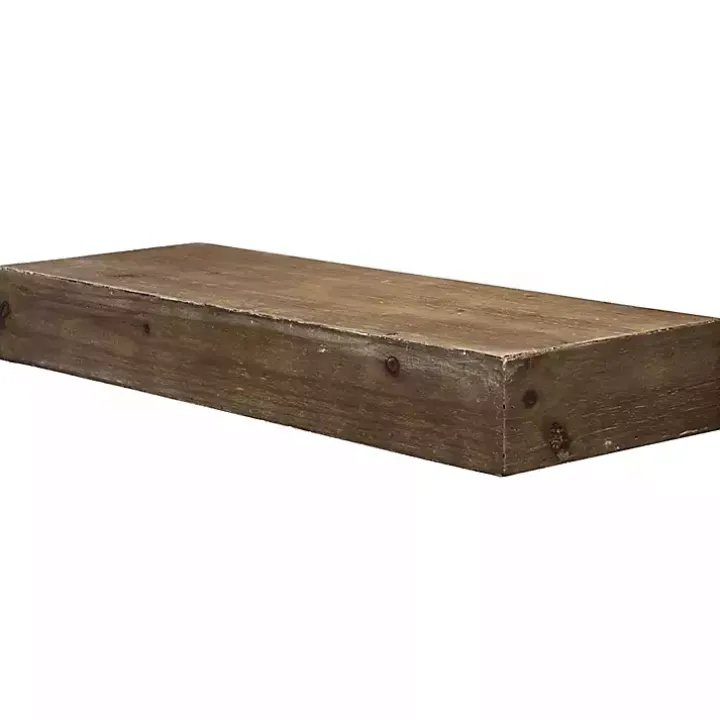 Brown Rustic Floating Wooden Shelf