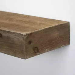 Brown Rustic Floating Wooden Shelf