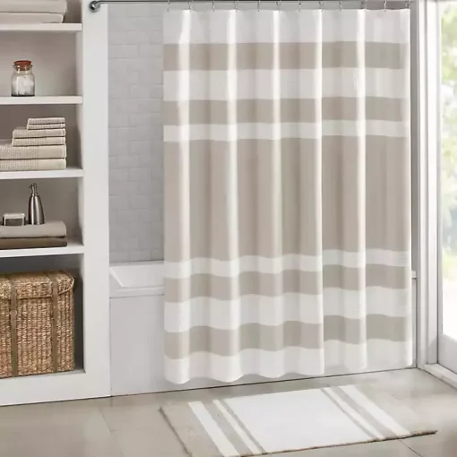 Brown Stripe Reversible Bath Mat, 45 in.