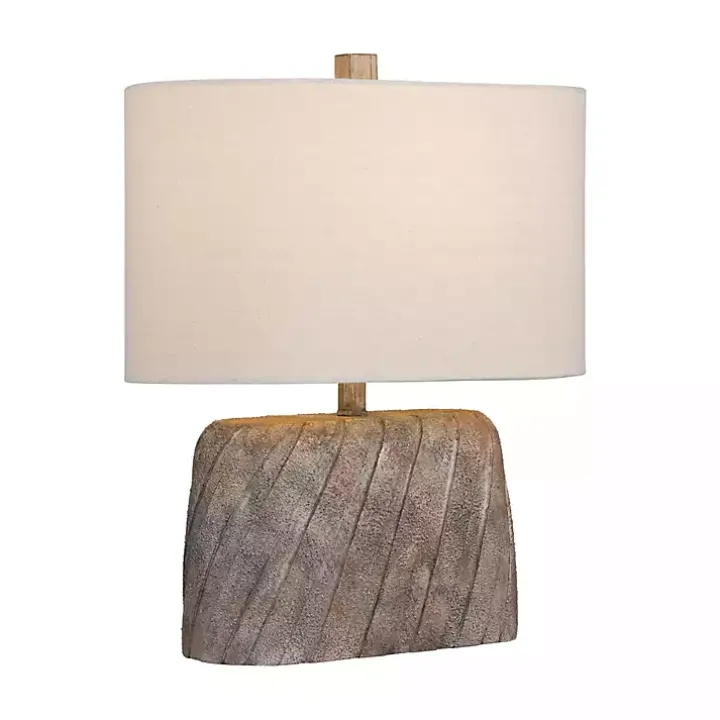 Brown Textured Oval Shade Table Lamp