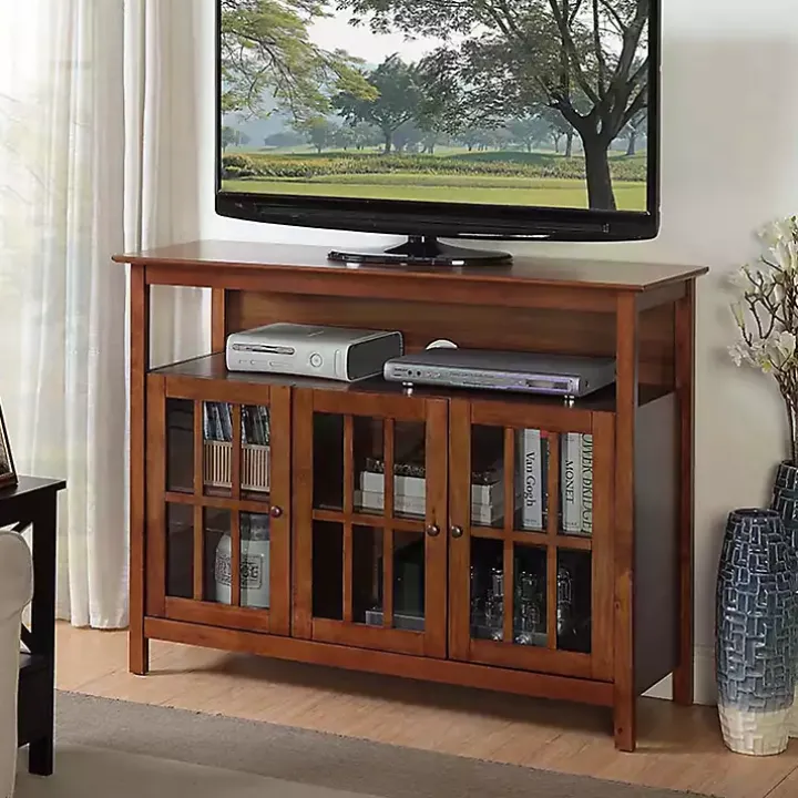 Brown Tiered Deluxe Cali Media Cabinet