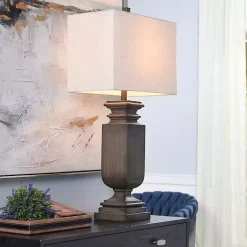 Brown Traditional Rectangular Table Lamp