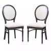 Brown Upholstered Oval Dining Chairs, Set of 2
