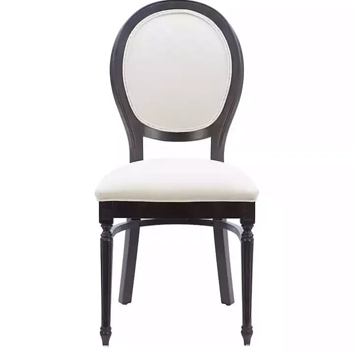 Brown Upholstered Oval Dining Chairs, Set of 2