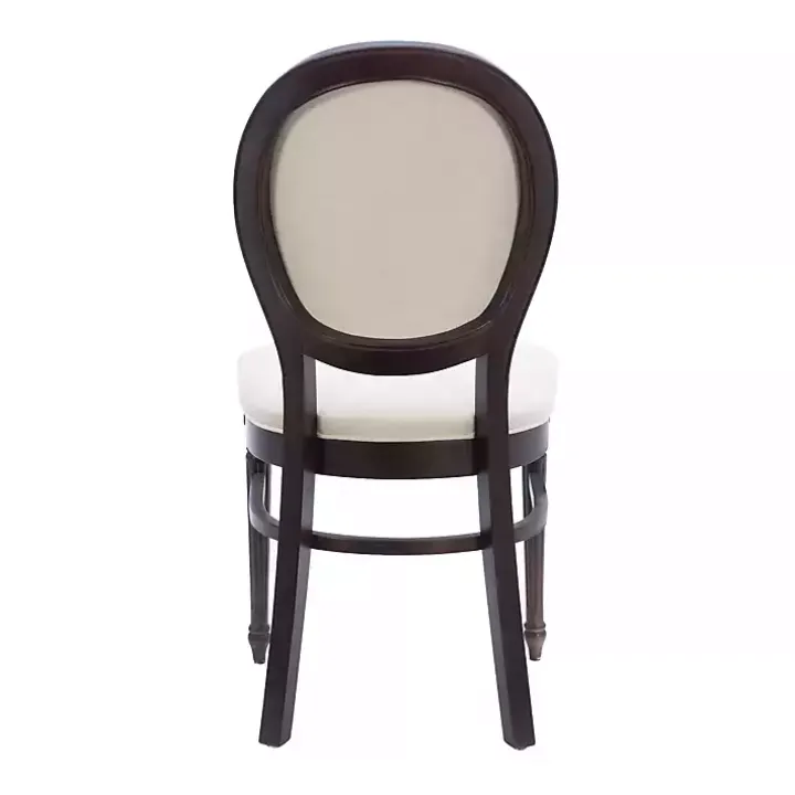 Brown Upholstered Oval Dining Chairs, Set of 2