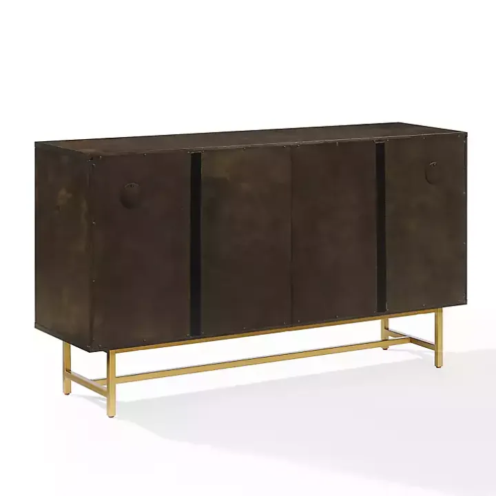 Brown Wood & Gold Metal Sideboard