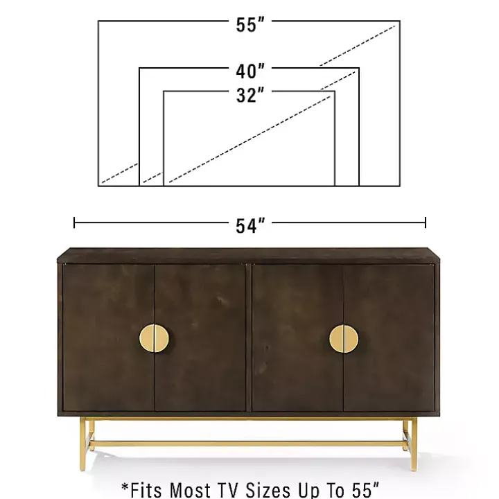 Brown Wood & Gold Metal Sideboard