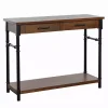 Brown Wood and Black Metal Ruth Console Table
