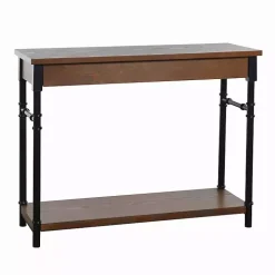 Brown Wood and Black Metal Ruth Console Table